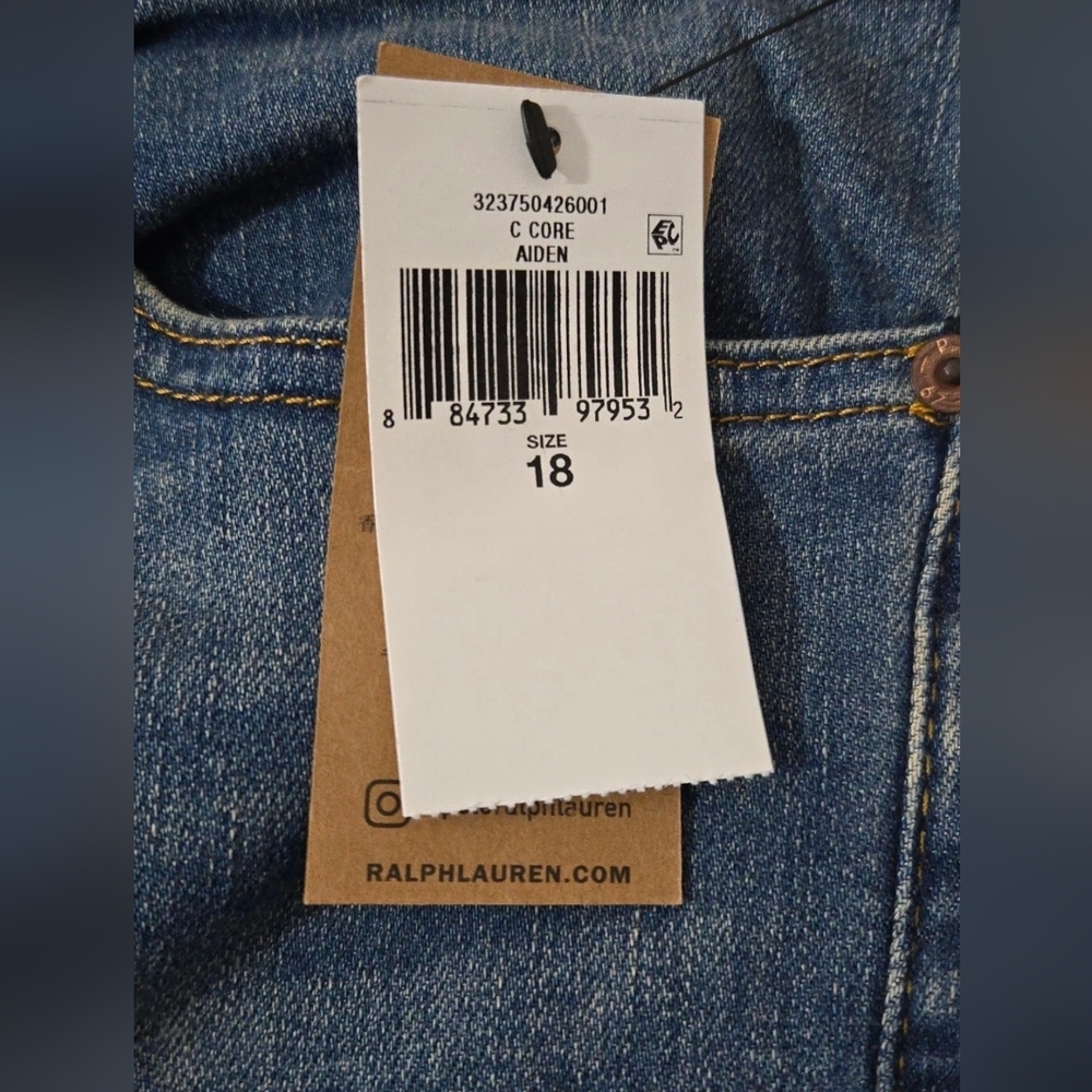 Polo Ralph Lauren Boys Eldridge Skinny Stretch Denim Blue Jeans Size 18 - Picture 3 of 5